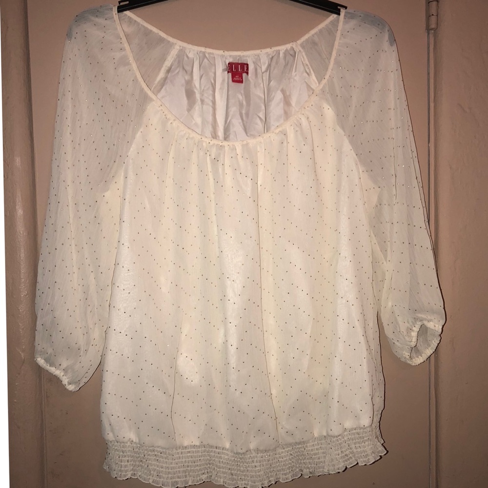 Elle creamy white peasant top